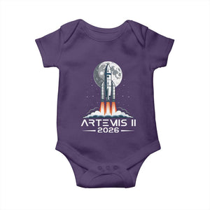 Lunar Journey 2026 Retro Rocket Launch Baby Onesie Space Exploration Astronomy Enthusiasts Sci-Fi Lovers TS02 Purple Print Your Wear