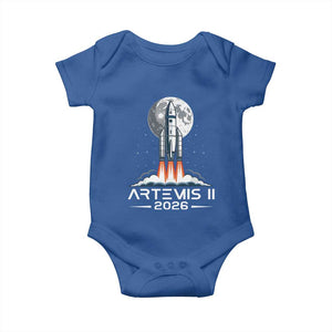 Lunar Journey 2026 Retro Rocket Launch Baby Onesie Space Exploration Astronomy Enthusiasts Sci-Fi Lovers TS02 Royal Blue Print Your Wear