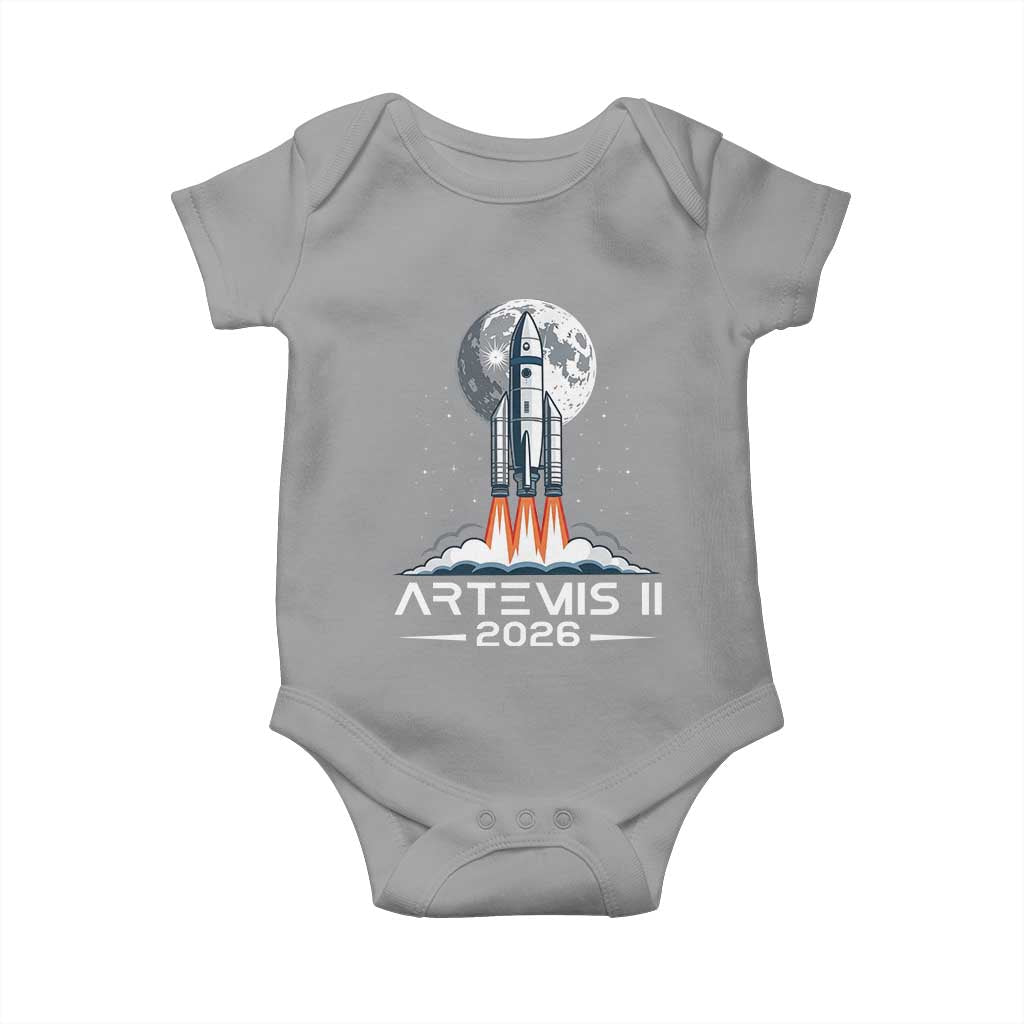 Lunar Journey 2026 Retro Rocket Launch Baby Onesie Space Exploration Astronomy Enthusiasts Sci-Fi Lovers TS02 Sport Gray Print Your Wear