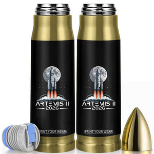 Lunar Journey 2026 Retro Rocket Launch Bullet Tumbler Space Exploration Astronomy Enthusiasts Sci-Fi Lovers TS02 Black Print Your Wear