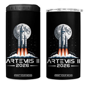 Lunar Journey 2026 Retro Rocket Launch 4 in 1 Can Cooler Tumbler Space Exploration Astronomy Enthusiasts Sci-Fi Lovers TS02 One Size: 16 oz Black Print Your Wear