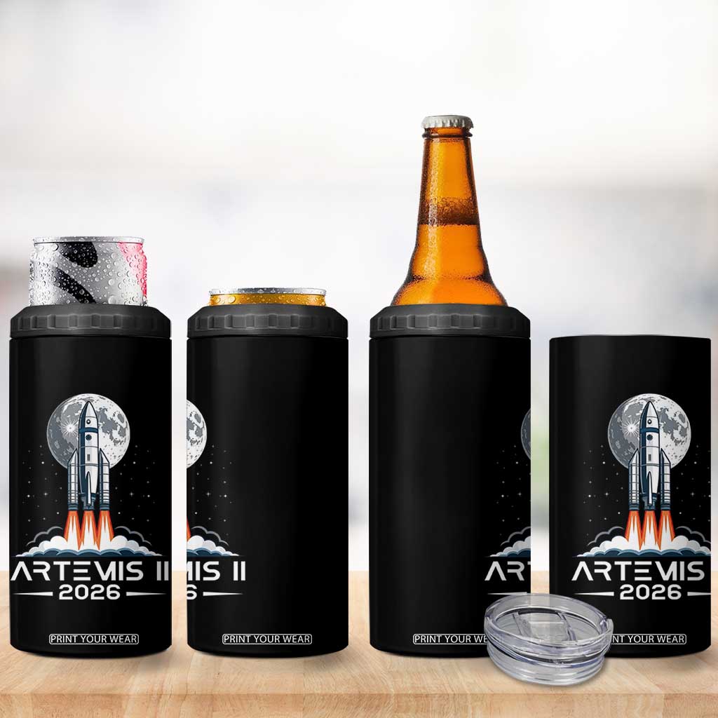 Lunar Journey 2026 Retro Rocket Launch 4 in 1 Can Cooler Tumbler Space Exploration Astronomy Enthusiasts Sci-Fi Lovers TS02 Print Your Wear