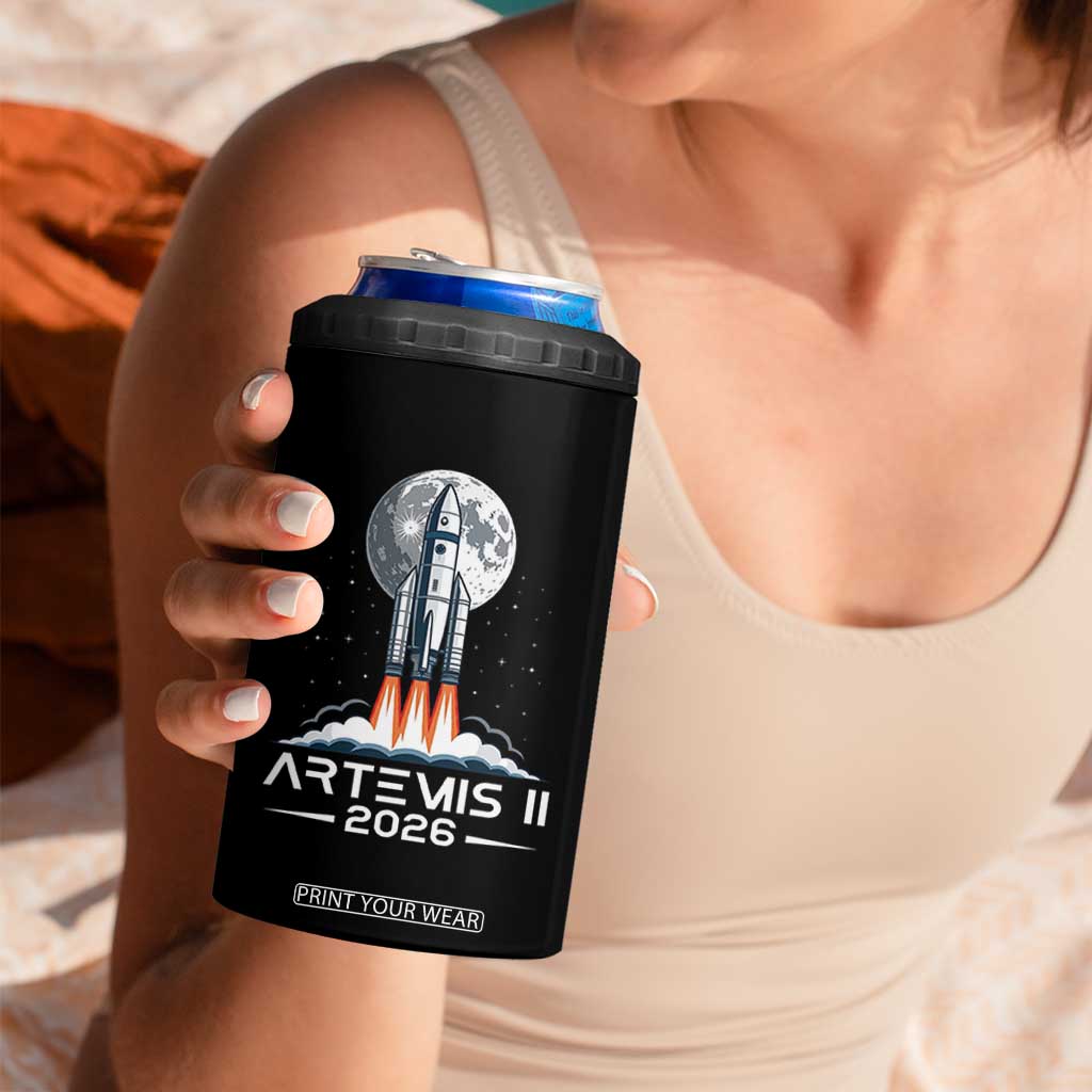 Lunar Journey 2026 Retro Rocket Launch 4 in 1 Can Cooler Tumbler Space Exploration Astronomy Enthusiasts Sci-Fi Lovers TS02 Print Your Wear
