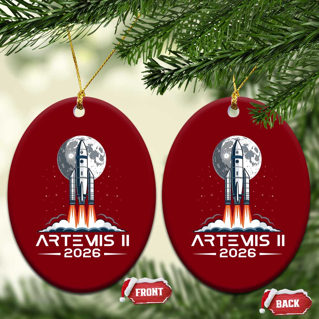 Lunar Journey 2026 Retro Rocket Launch Ceramic Ornament Space Exploration Astronomy Enthusiasts Sci-Fi Lovers TS02 Print Your Wear