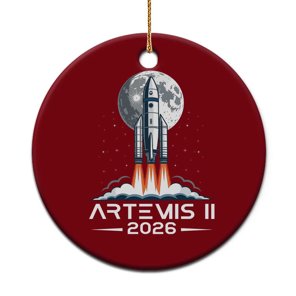 Lunar Journey 2026 Retro Rocket Launch Ceramic Ornament Space Exploration Astronomy Enthusiasts Sci-Fi Lovers TS02 1pc Red Print Your Wear