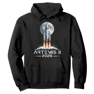 Lunar Journey 2026 Retro Rocket Launch Hoodie Space Exploration Astronomy Enthusiasts Sci-Fi Lovers TS02 Black Print Your Wear