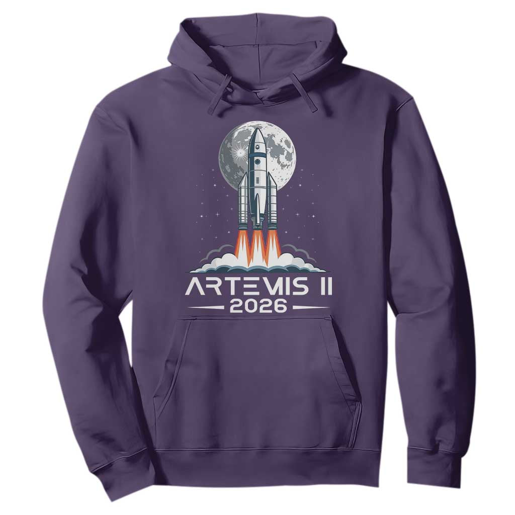 Lunar Journey 2026 Retro Rocket Launch Hoodie Space Exploration Astronomy Enthusiasts Sci-Fi Lovers TS02 Purple Print Your Wear