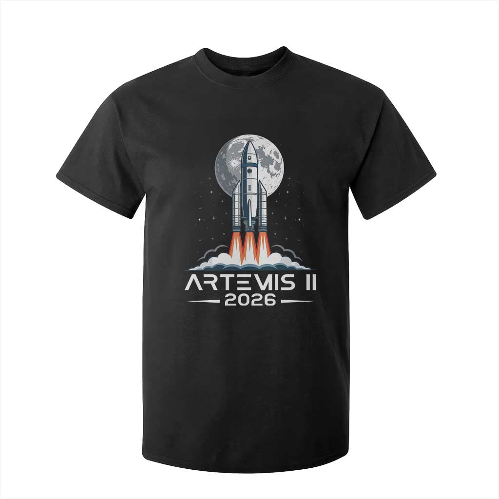 Lunar Journey 2026 Retro Rocket Launch T Shirt For Kid Space Exploration Astronomy Enthusiasts Sci-Fi Lovers TS02 Black Print Your Wear