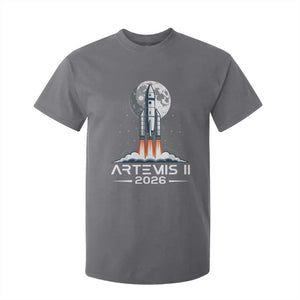 Lunar Journey 2026 Retro Rocket Launch T Shirt For Kid Space Exploration Astronomy Enthusiasts Sci-Fi Lovers TS02 Charcoal Print Your Wear