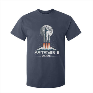 Lunar Journey 2026 Retro Rocket Launch T Shirt For Kid Space Exploration Astronomy Enthusiasts Sci-Fi Lovers TS02 Navy Print Your Wear