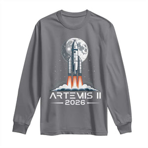 Lunar Journey 2026 Retro Rocket Launch Long Sleeve Shirt Space Exploration Astronomy Enthusiasts Sci-Fi Lovers TS02 Charcoal Print Your Wear