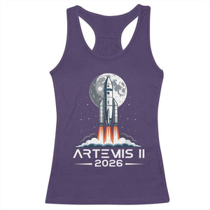 Lunar Journey 2026 Retro Rocket Launch Racerback Tank Top Space Exploration Astronomy Enthusiasts Sci-Fi Lovers TS02 Purple Print Your Wear