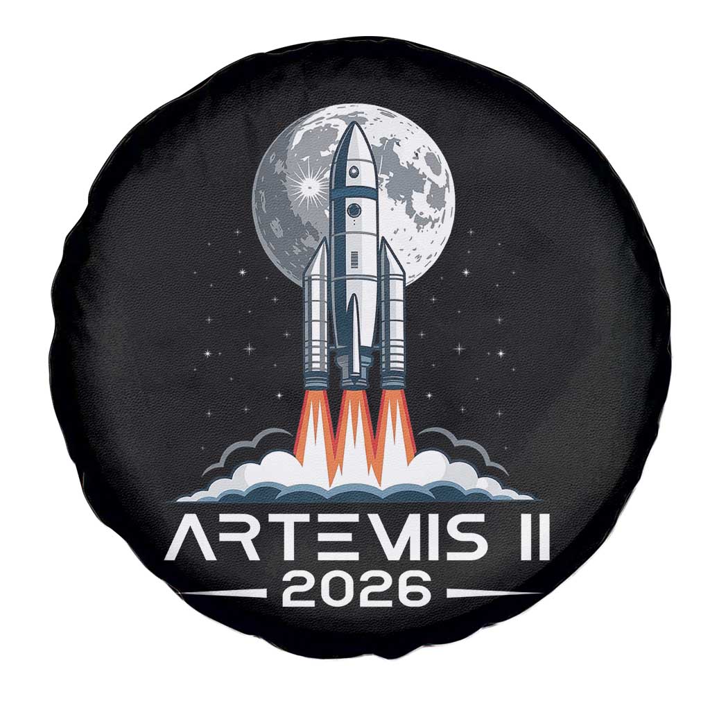 Lunar Journey 2026 Retro Rocket Launch Spare Tire Cover Space Exploration Astronomy Enthusiasts Sci-Fi Lovers TS02 Print Your Wear