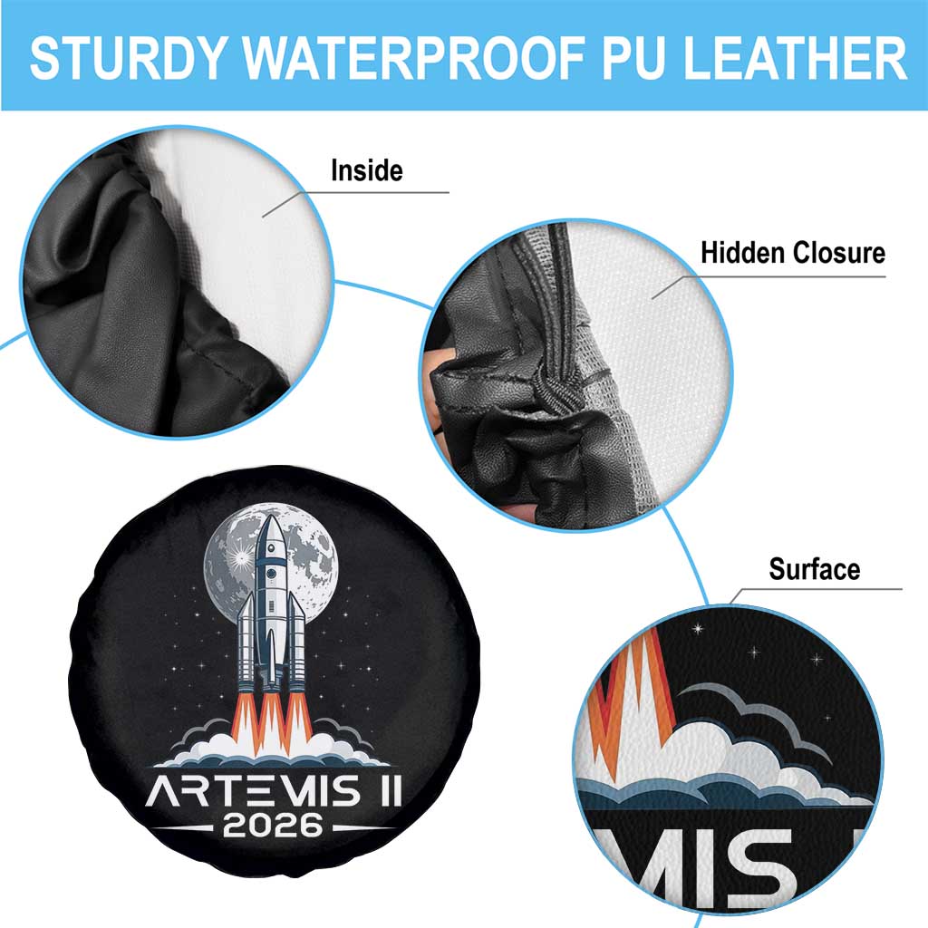 Lunar Journey 2026 Retro Rocket Launch Spare Tire Cover Space Exploration Astronomy Enthusiasts Sci-Fi Lovers TS02 Print Your Wear