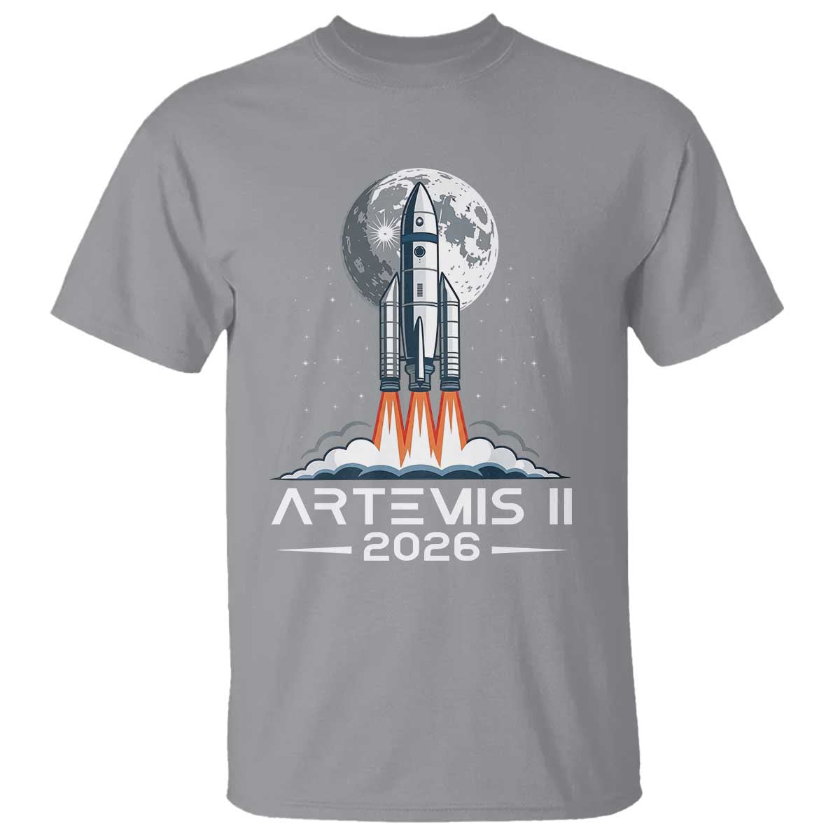 Lunar Journey 2026 Retro Rocket Launch T Shirt Space Exploration Astronomy Enthusiasts Sci-Fi Lovers TS02 Sport Gray Print Your Wear