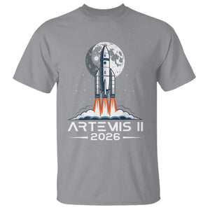 Lunar Journey 2026 Retro Rocket Launch T Shirt Space Exploration Astronomy Enthusiasts Sci-Fi Lovers TS02 Sport Gray Print Your Wear