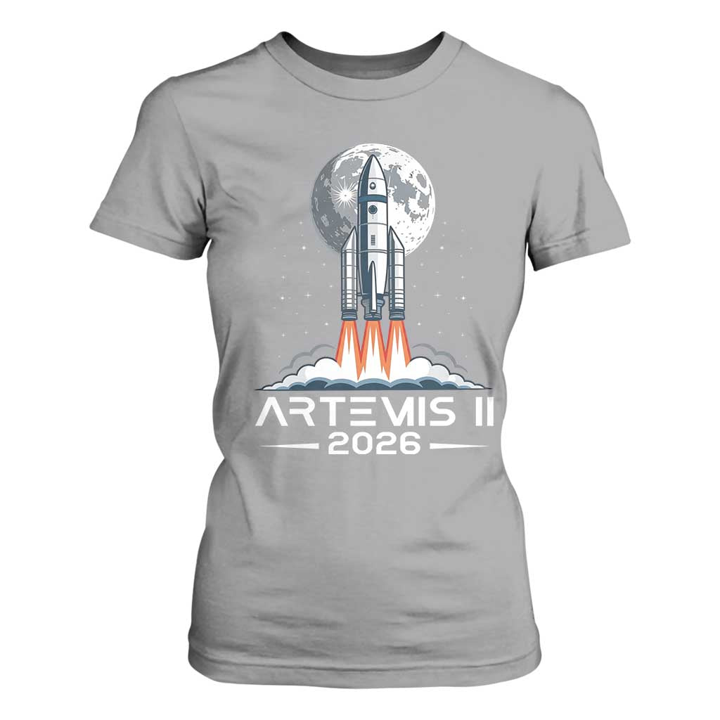 Lunar Journey 2026 Retro Rocket Launch T Shirt For Women Space Exploration Astronomy Enthusiasts Sci-Fi Lovers TS02 Sport Gray Print Your Wear