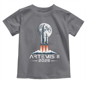 Lunar Journey 2026 Retro Rocket Launch Toddler T Shirt Space Exploration Astronomy Enthusiasts Sci-Fi Lovers TS02 Charcoal Print Your Wear