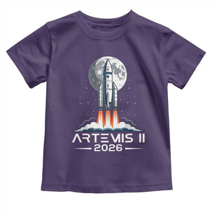 Lunar Journey 2026 Retro Rocket Launch Toddler T Shirt Space Exploration Astronomy Enthusiasts Sci-Fi Lovers TS02 Purple Print Your Wear