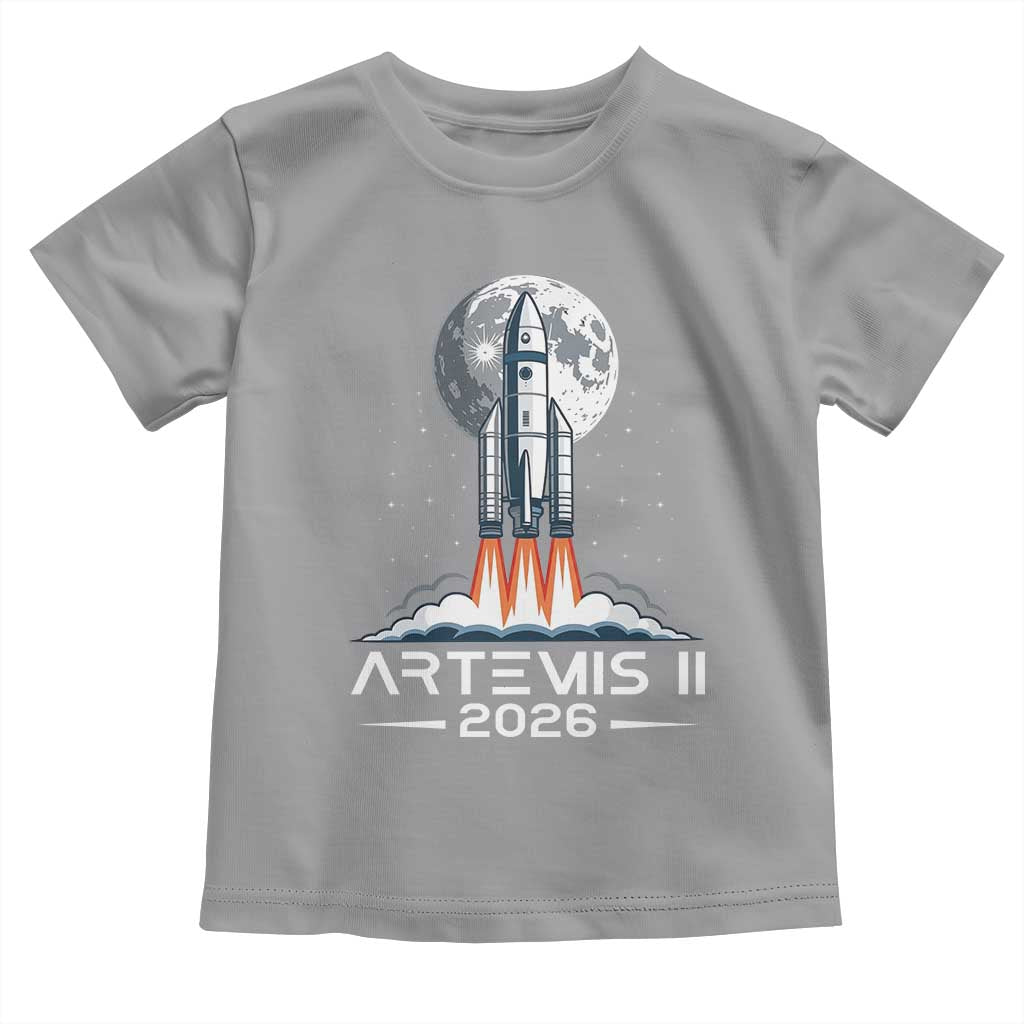Lunar Journey 2026 Retro Rocket Launch Toddler T Shirt Space Exploration Astronomy Enthusiasts Sci-Fi Lovers TS02 Sport Gray Print Your Wear