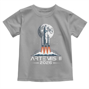Lunar Journey 2026 Retro Rocket Launch Toddler T Shirt Space Exploration Astronomy Enthusiasts Sci-Fi Lovers TS02 Sport Gray Print Your Wear