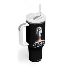 Lunar Journey 2026 Retro Rocket Launch Tumbler With Handle Space Exploration Astronomy Enthusiasts Sci-Fi Lovers TS02 Print Your Wear