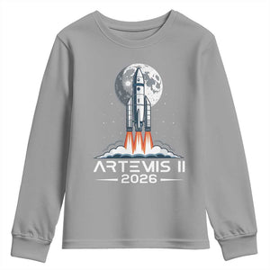 Lunar Journey 2026 Retro Rocket Launch Youth Sweatshirt Space Exploration Astronomy Enthusiasts Sci-Fi Lovers TS02 Sport Gray Print Your Wear