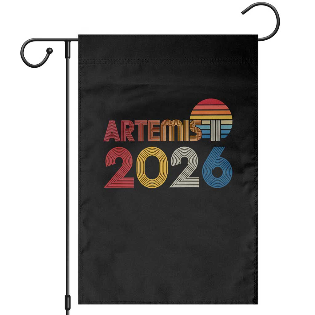 2026 Lunar Mission Retro Sunset Garden Flag Vintage Space Exploration Astronomy Enthusiasts Sci-Fi Lovers TS02 Black Print Your Wear