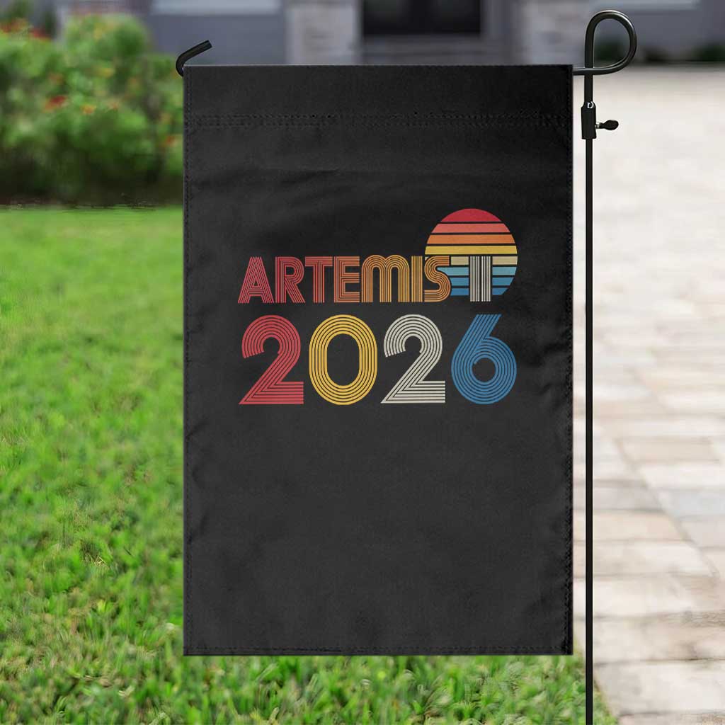 2026 Lunar Mission Retro Sunset Garden Flag Vintage Space Exploration Astronomy Enthusiasts Sci-Fi Lovers TS02 Print Your Wear