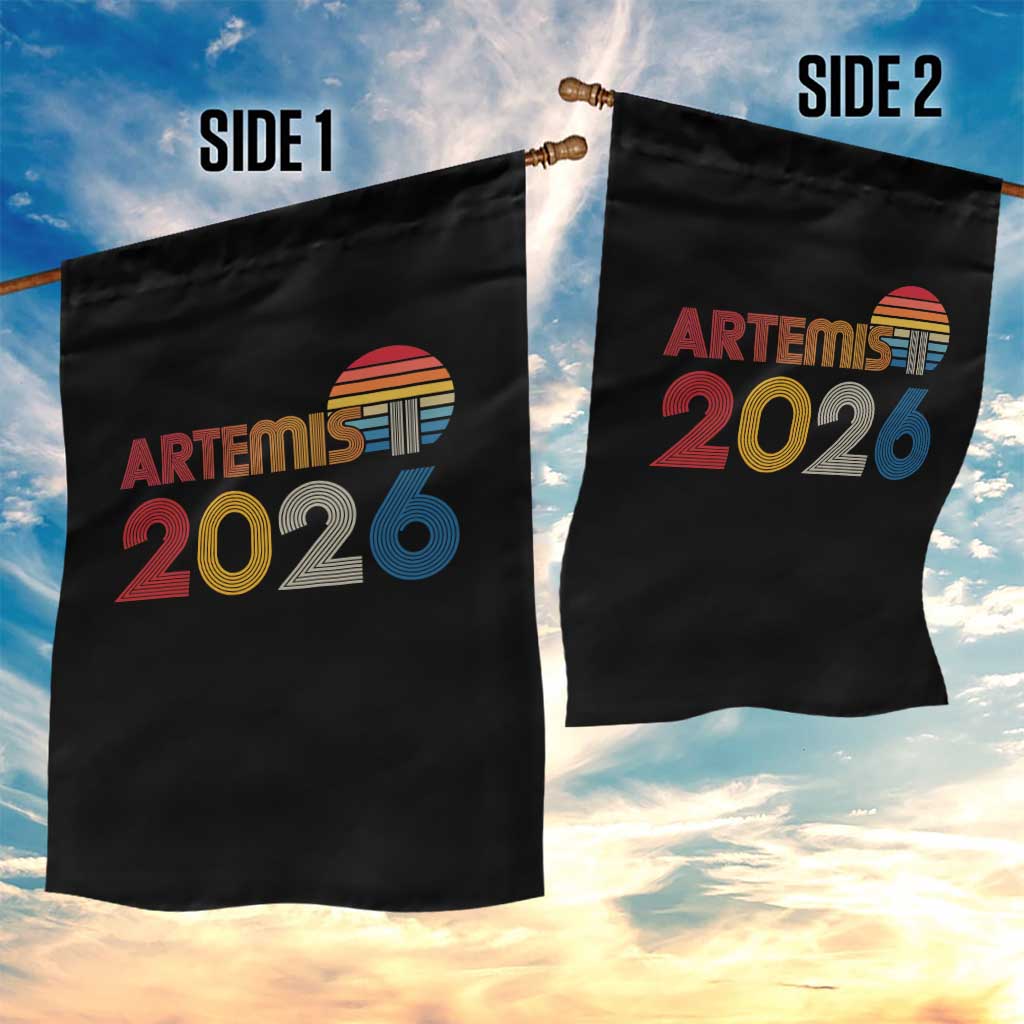 2026 Lunar Mission Retro Sunset Garden Flag Vintage Space Exploration Astronomy Enthusiasts Sci-Fi Lovers TS02 Print Your Wear