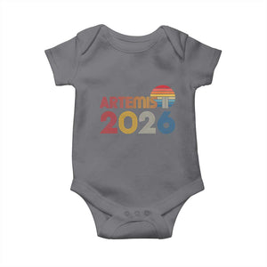 2026 Lunar Mission Retro Sunset Baby Onesie Vintage Space Exploration Astronomy Enthusiasts Sci-Fi Lovers TS02 Charcoal Print Your Wear