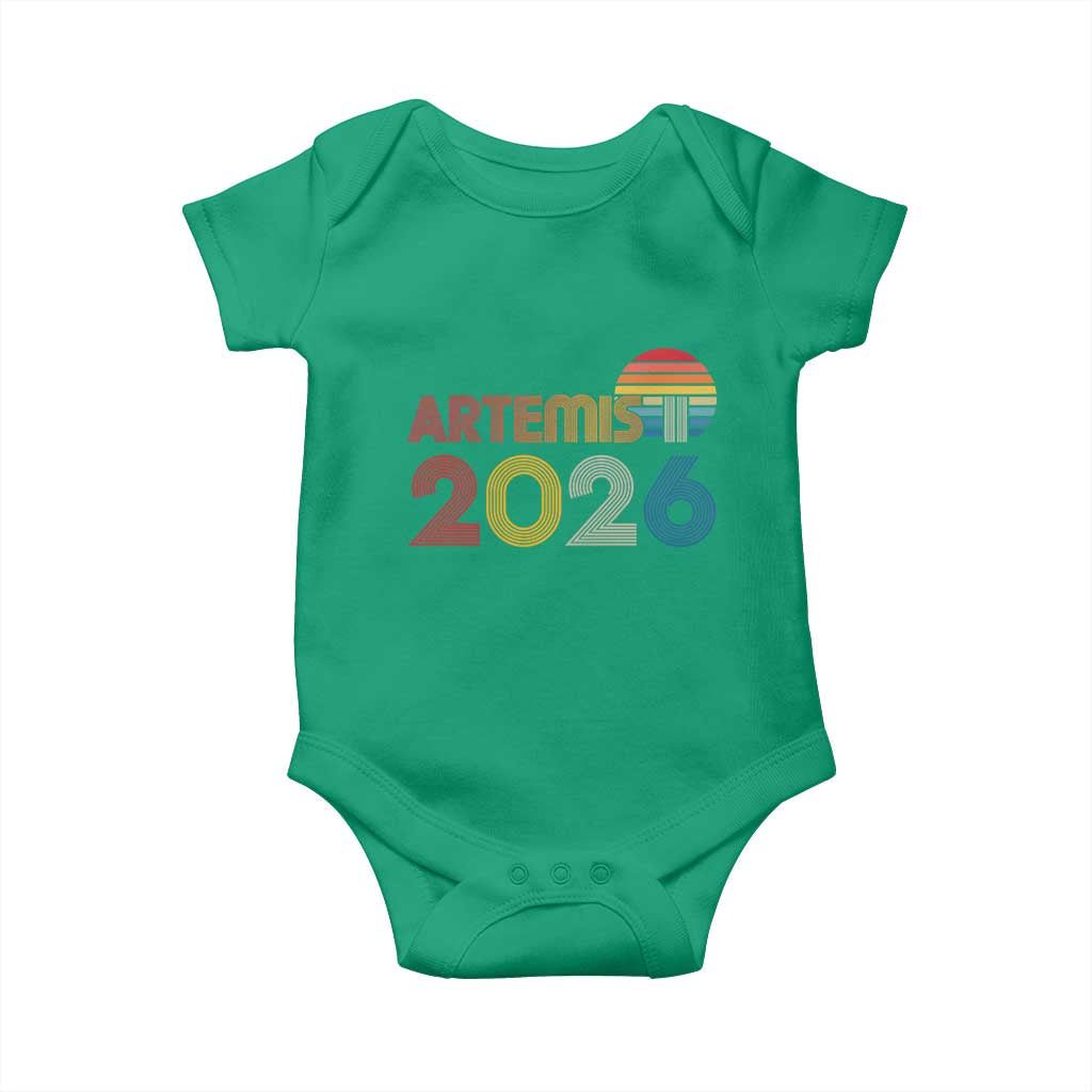2026 Lunar Mission Retro Sunset Baby Onesie Vintage Space Exploration Astronomy Enthusiasts Sci-Fi Lovers TS02 Irish Green Print Your Wear