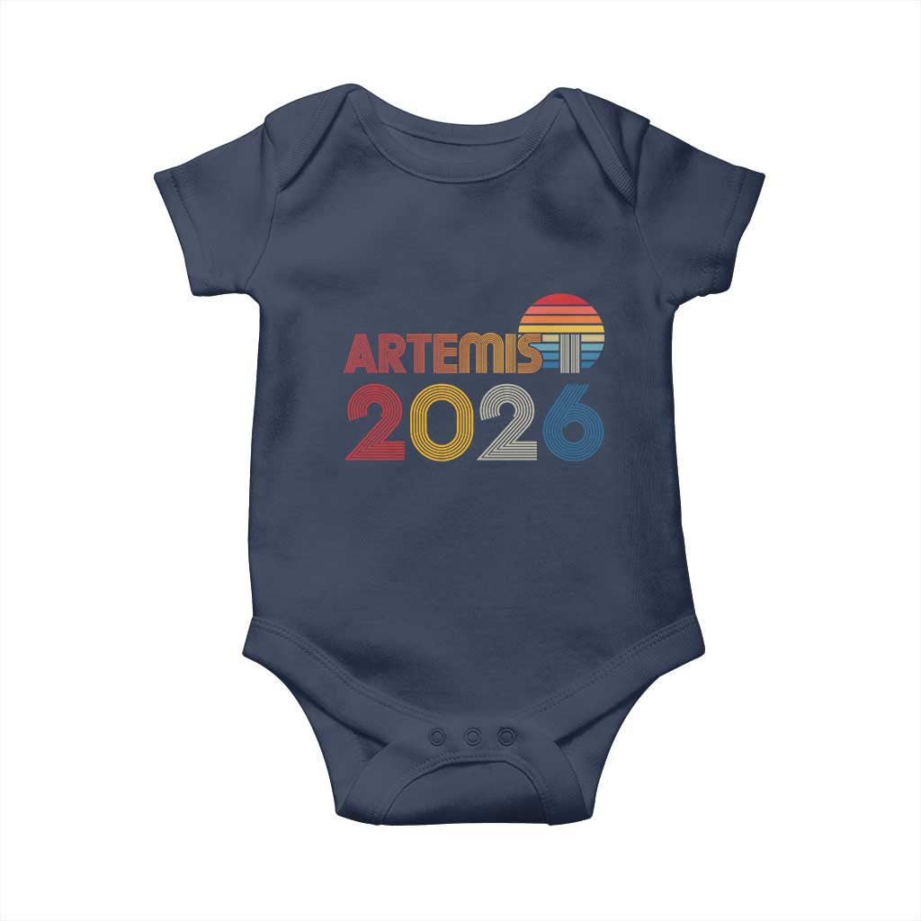 2026 Lunar Mission Retro Sunset Baby Onesie Vintage Space Exploration Astronomy Enthusiasts Sci-Fi Lovers TS02 Navy Print Your Wear