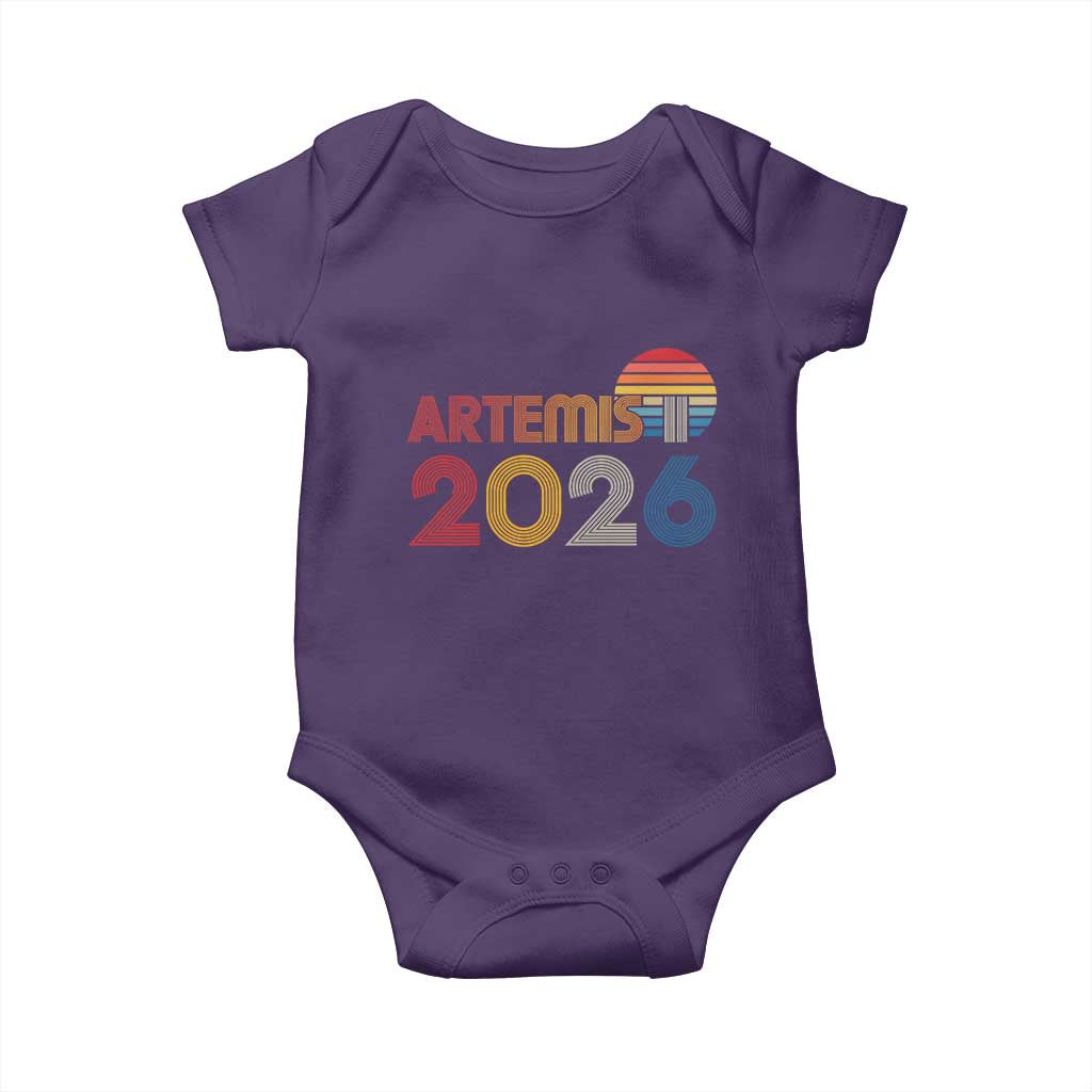 2026 Lunar Mission Retro Sunset Baby Onesie Vintage Space Exploration Astronomy Enthusiasts Sci-Fi Lovers TS02 Purple Print Your Wear