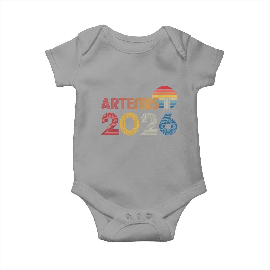 2026 Lunar Mission Retro Sunset Baby Onesie Vintage Space Exploration Astronomy Enthusiasts Sci-Fi Lovers TS02 Sport Gray Print Your Wear