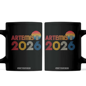 2026 Lunar Mission Retro Sunset Coffee Mug Vintage Space Exploration Astronomy Enthusiasts Sci-Fi Lovers TS02 Black Print Your Wear