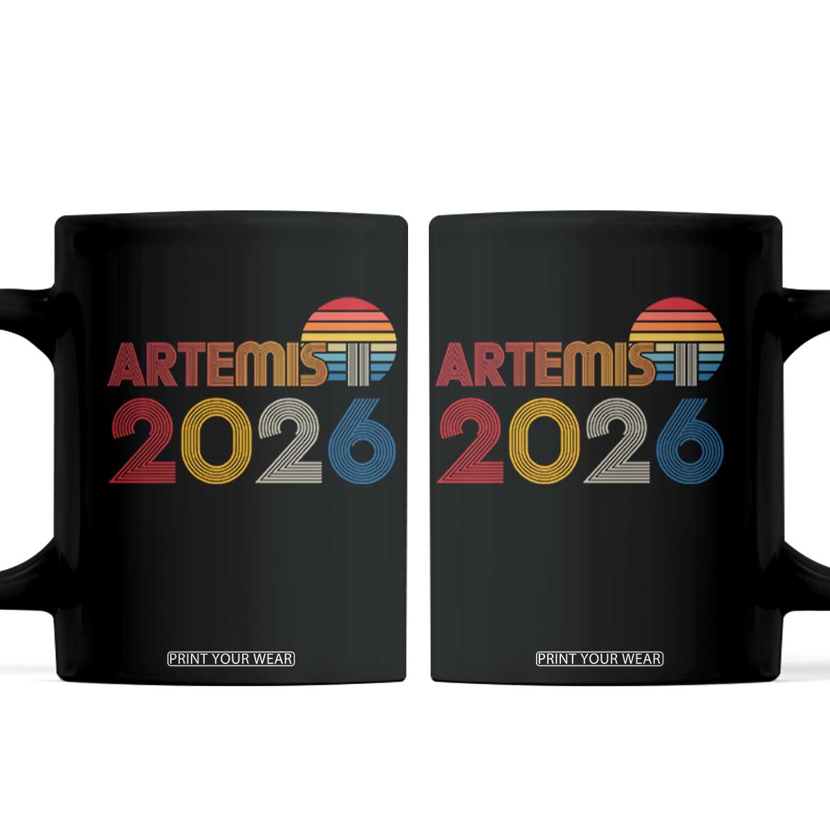 2026 Lunar Mission Retro Sunset Coffee Mug Vintage Space Exploration Astronomy Enthusiasts Sci-Fi Lovers TS02 Black Print Your Wear