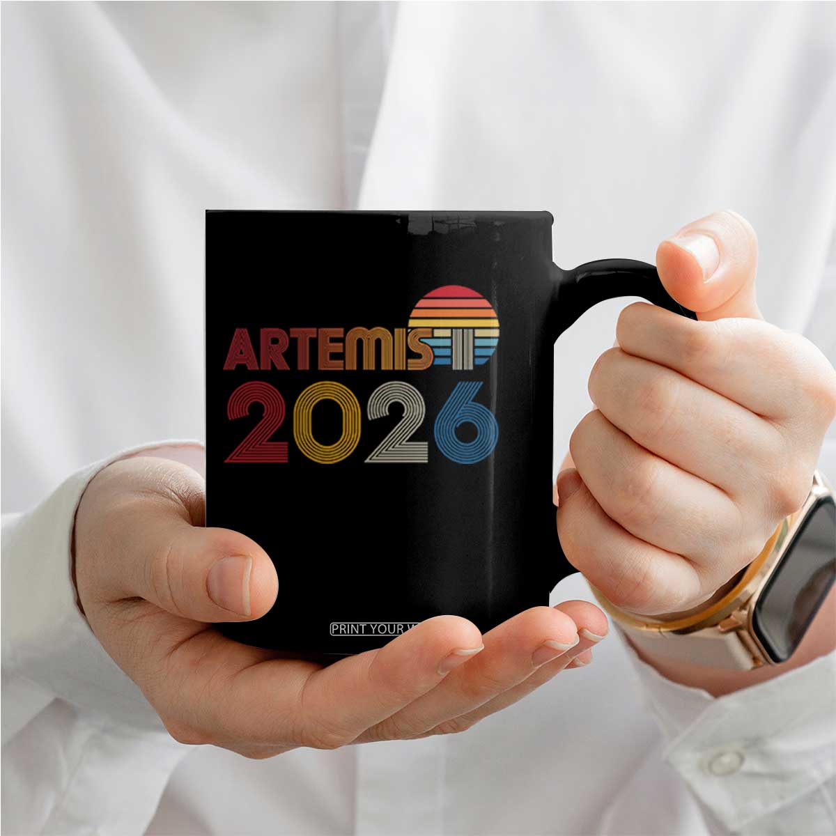 2026 Lunar Mission Retro Sunset Coffee Mug Vintage Space Exploration Astronomy Enthusiasts Sci-Fi Lovers TS02 Print Your Wear