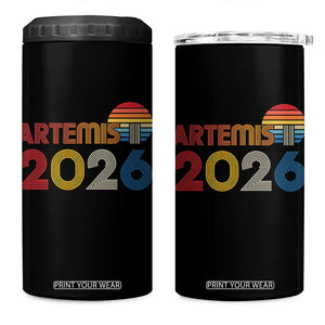 2026 Lunar Mission Retro Sunset 4 in 1 Can Cooler Tumbler Vintage Space Exploration Astronomy Enthusiasts Sci-Fi Lovers TS02 One Size: 16 oz Black Print Your Wear