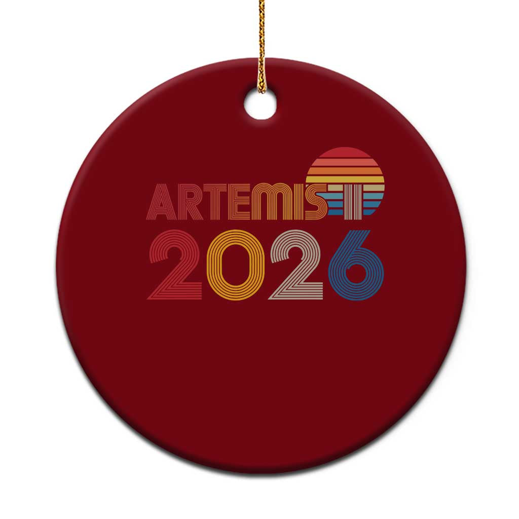 2026 Lunar Mission Retro Sunset Ceramic Ornament Vintage Space Exploration Astronomy Enthusiasts Sci-Fi Lovers TS02 1pc Red Print Your Wear