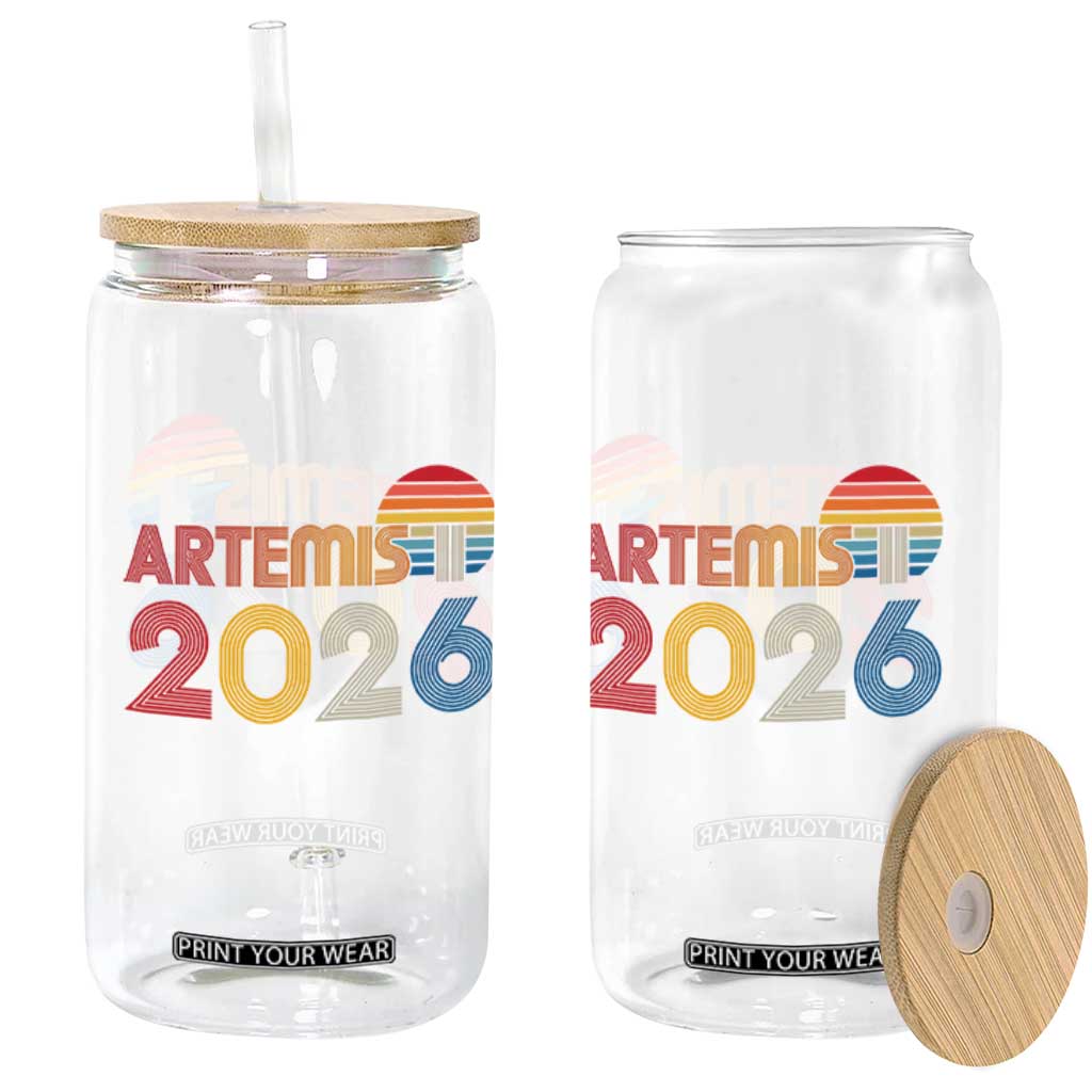 2026 Lunar Mission Retro Sunset Glass Can Vintage Space Exploration Astronomy Enthusiasts Sci-Fi Lovers TS02 Print Your Wear