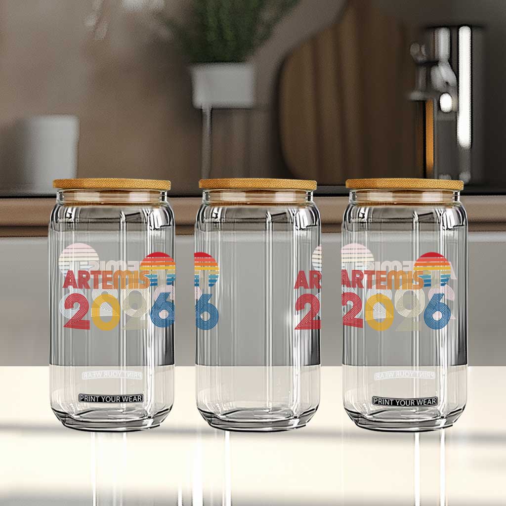 2026 Lunar Mission Retro Sunset Glass Can Vintage Space Exploration Astronomy Enthusiasts Sci-Fi Lovers TS02 Print Your Wear