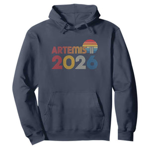 2026 Lunar Mission Retro Sunset Hoodie Vintage Space Exploration Astronomy Enthusiasts Sci-Fi Lovers TS02 Navy Print Your Wear