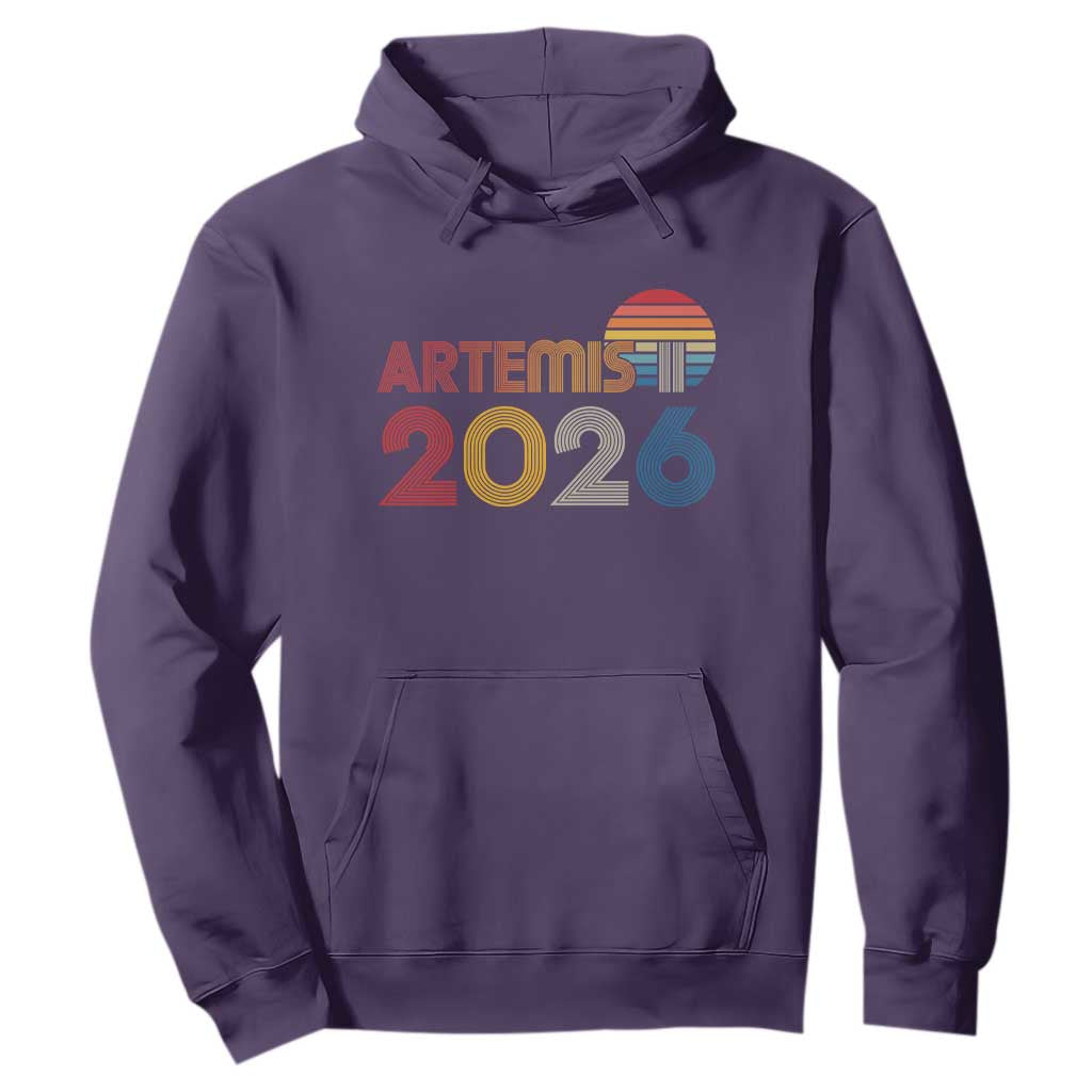 2026 Lunar Mission Retro Sunset Hoodie Vintage Space Exploration Astronomy Enthusiasts Sci-Fi Lovers TS02 Purple Print Your Wear