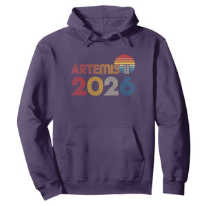 2026 Lunar Mission Retro Sunset Hoodie Vintage Space Exploration Astronomy Enthusiasts Sci-Fi Lovers TS02 Purple Print Your Wear
