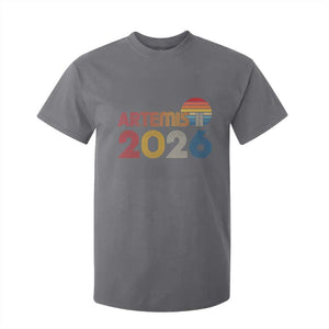 2026 Lunar Mission Retro Sunset T Shirt For Kid Vintage Space Exploration Astronomy Enthusiasts Sci-Fi Lovers TS02 Charcoal Print Your Wear