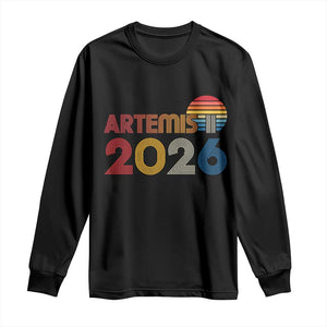 2026 Lunar Mission Retro Sunset Long Sleeve Shirt Vintage Space Exploration Astronomy Enthusiasts Sci-Fi Lovers TS02 Black Print Your Wear