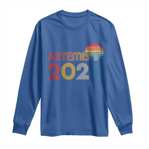 2026 Lunar Mission Retro Sunset Long Sleeve Shirt Vintage Space Exploration Astronomy Enthusiasts Sci-Fi Lovers TS02 Royal Blue Print Your Wear