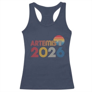 2026 Lunar Mission Retro Sunset Racerback Tank Top Vintage Space Exploration Astronomy Enthusiasts Sci-Fi Lovers TS02 Navy Print Your Wear
