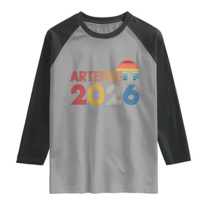 2026 Lunar Mission Retro Sunset Raglan Shirt Vintage Space Exploration Astronomy Enthusiasts Sci-Fi Lovers TS02 Sport Gray Black Print Your Wear